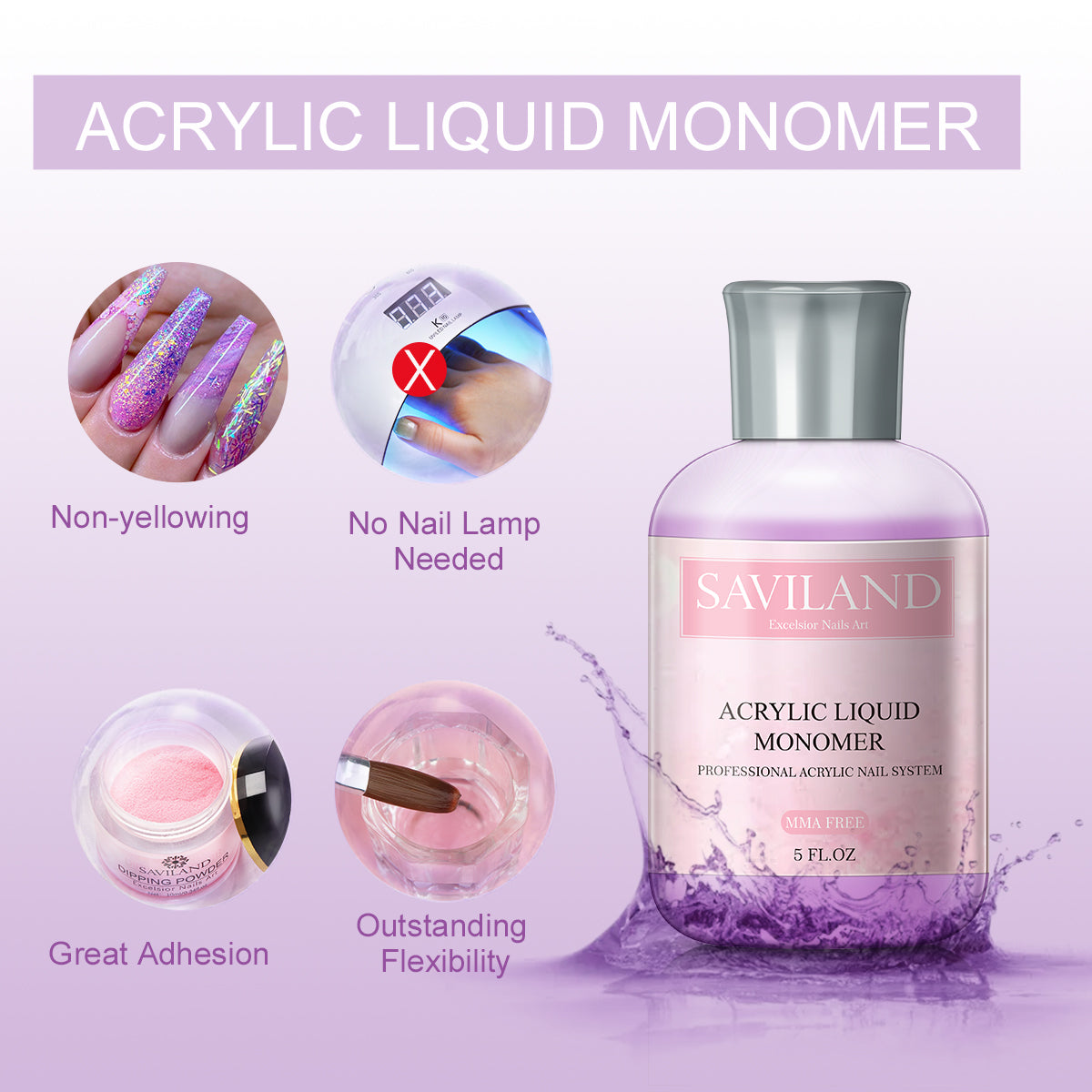 Saviland Liquide Acrylique Professionel, 120ML Monomer Acrylique