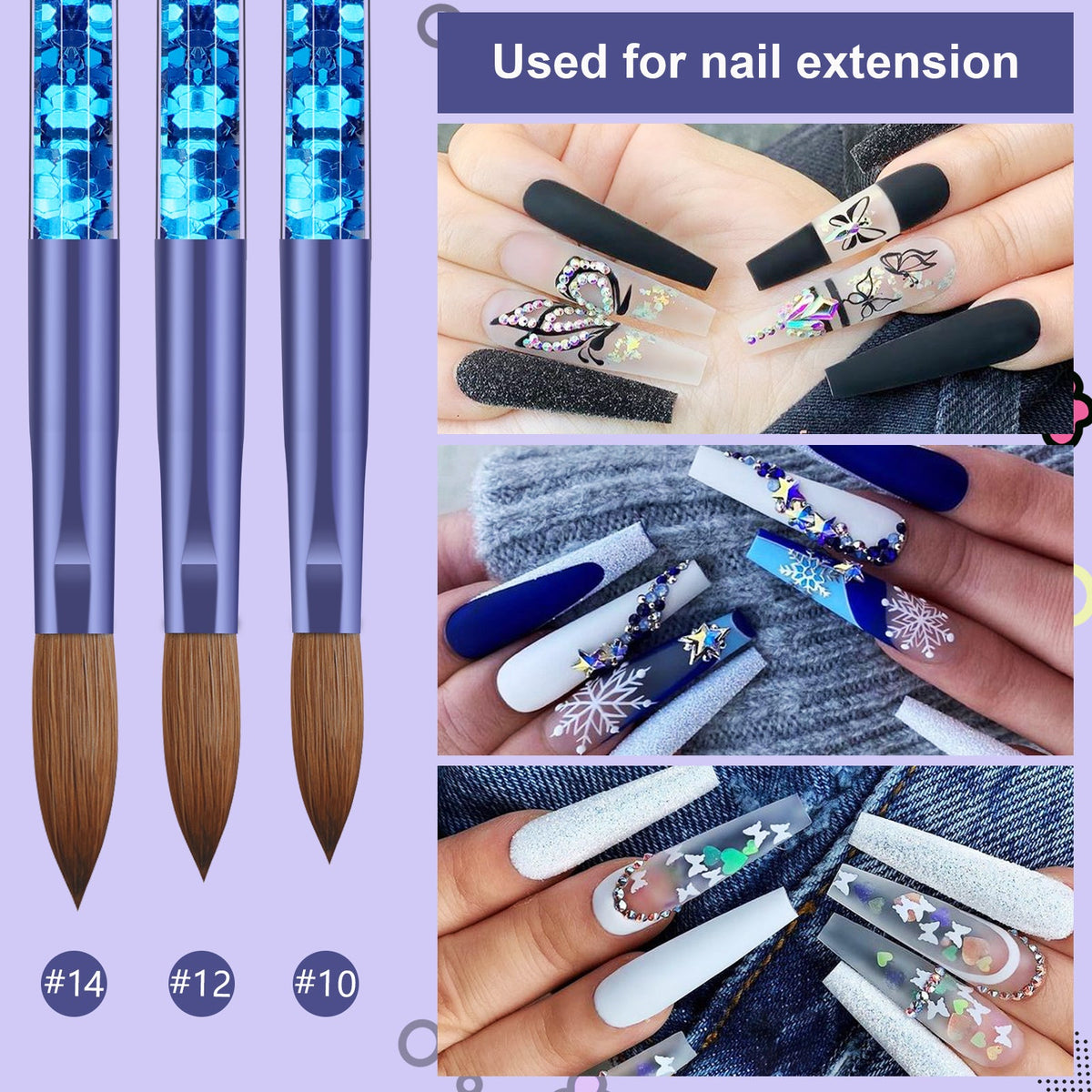 Saviland Acrylic Nail Brush Set – 7PCS Acrylic Nail Brushes for Acrylic  Application, Blue Mermaid Princess Handle Acrylic Powder Brushes for Nails  Extension & 3D Nail Carving, Size #4/6/8/10/12/14/16 - Yahoo Shopping