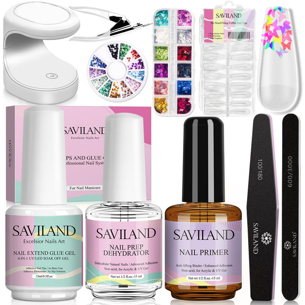 Saviland Nail Tip and Glue Gel Kit - Gel x Nail Kit with 500PCS Full Cover  Medium Square Soft Gel Nail Tips, Nail Glue Gel, Handheld Nail Lamp, Nail  Clipper for Acrylic